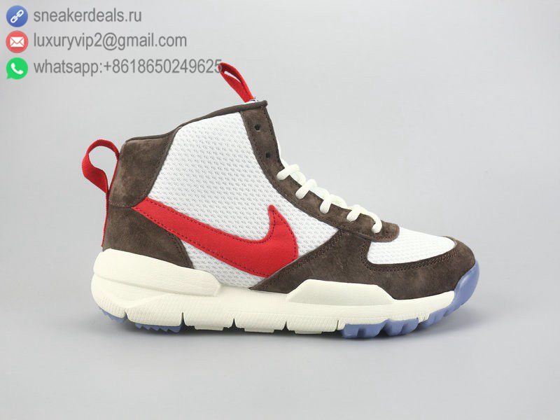 NIKE BIG SWOOSH HIGH BROWN RED LEATHER UNISEX RUNNING SHOES